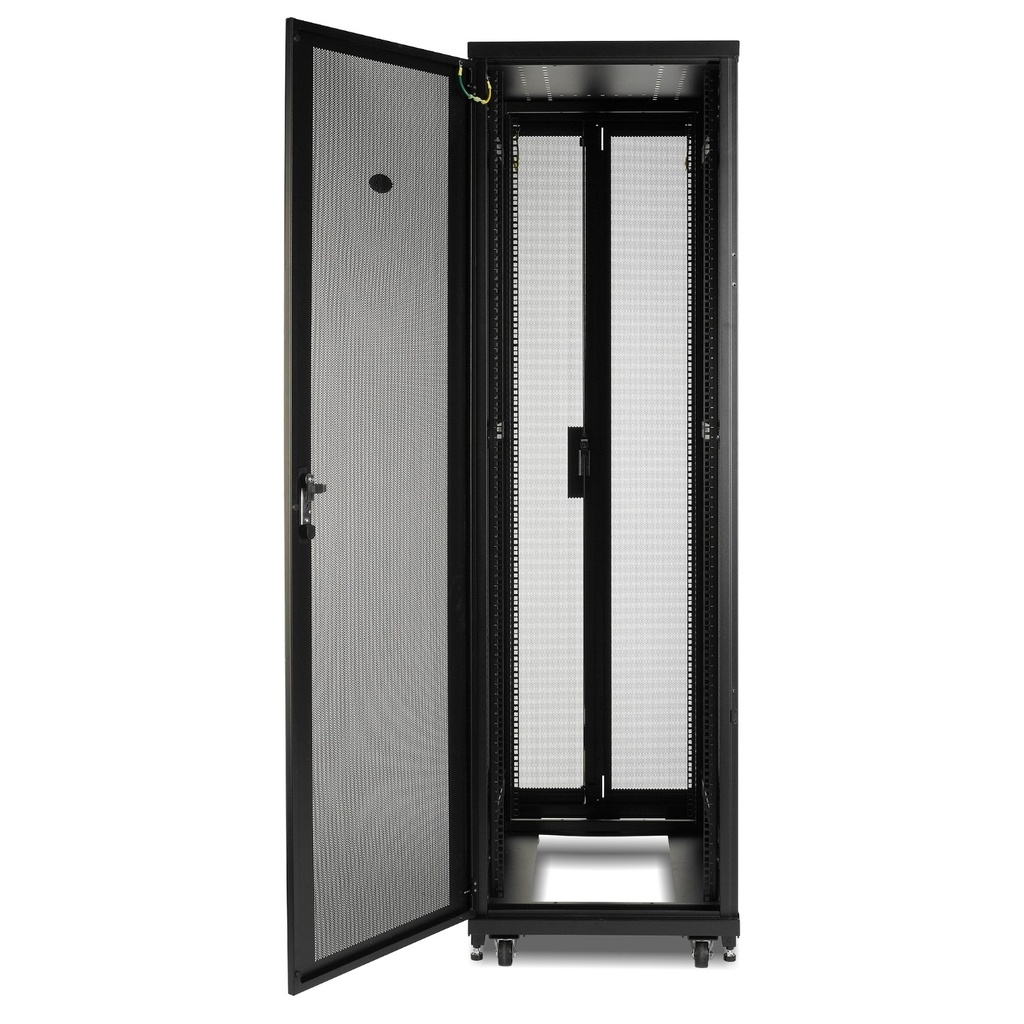 Easy Rack 800mm/42U/800mm with Roof, Side panel, castors, feet and 4 Brackets, No Bottom, black