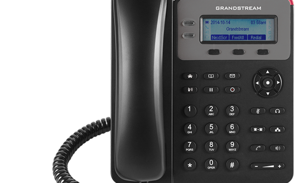 1 SIP account, 2 line keys, 3-way conferencing, 3 XML
programmable context-sensitive soft keys Dual-switched 10/100 mbps ports
EHS support for Plantronics headsets Up to 1000 contacts
Call history up to 200 records
Integrated PoE (on GXP1615)