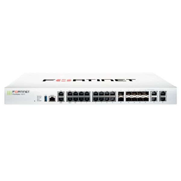 22 x GE RJ45 ports (including 2 x WAN ports, 1 x DMZ port, 1 x Mgmt port, 2 x HA ports, 16 x switch ports with 4 SFP port shared media), 4 SFP ports, 2x 10G SFP+ FortiLinks, 480GB onboard storage, dual power supplies redundancy.