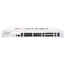 22 x GE RJ45 ports (including 2 x WAN ports, 1 x DMZ port, 1 x Mgmt port, 2 x HA ports, 16 x switch ports with 4 SFP port shared media), 4 SFP ports, 2x 10G SFP+ FortiLinks, 480GB onboard storage, dual power supplies redundancy.