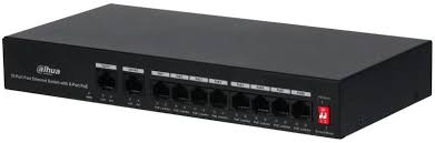 Support eight 10/100M PoE power supply ports, and two 10/100M  uplink ports, Support 802.3af and 802.3at standards, Support 250 m long distance PoE tansmission,