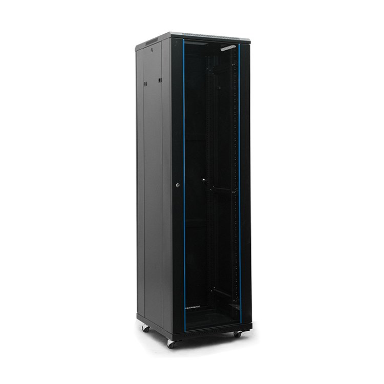Bolein 42U 800*1000mm free-standing cabinet, Front single glass door, 4 fans, 2 fixed tray, black color BLFS-8142GSA