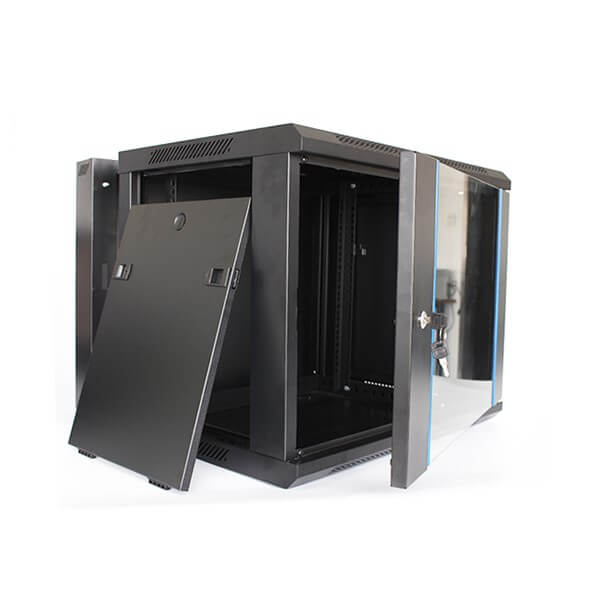 Bolein 18U 600*600mm free standing cabinet, Front single glass door, 2 fans, 1 fixed tray, black color BLFS-6618 