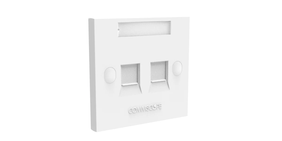 FPS-BS-2P-W, 2 PORT SHUTTERED WHITE Faceplate Kit, universal, two ports, British Standard style, shuttered, white