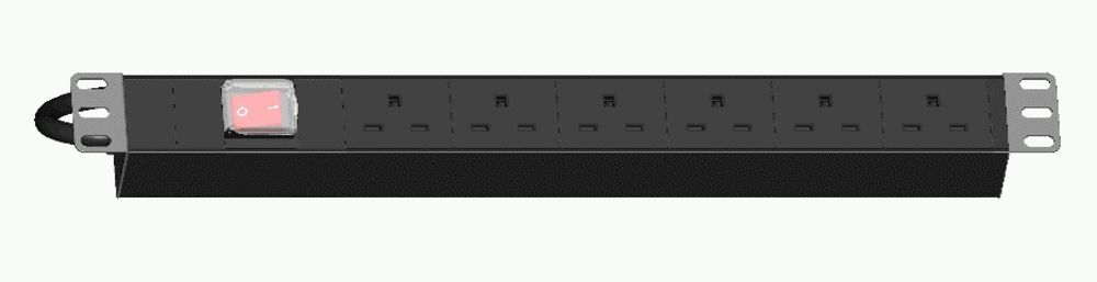 19'' 1U 6X UK, UK PLUG PDU W/16A
 SWITCH