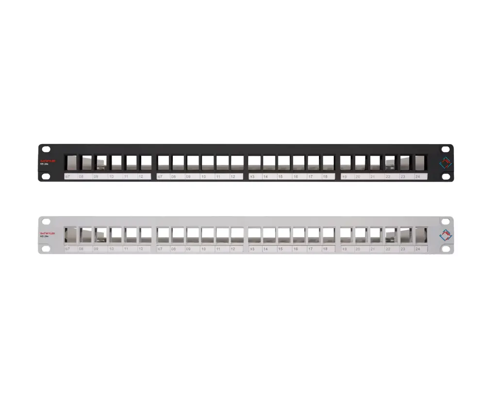 24 Ports Cat 6A Patch Panel 19" 1U, Empty, Black Color						