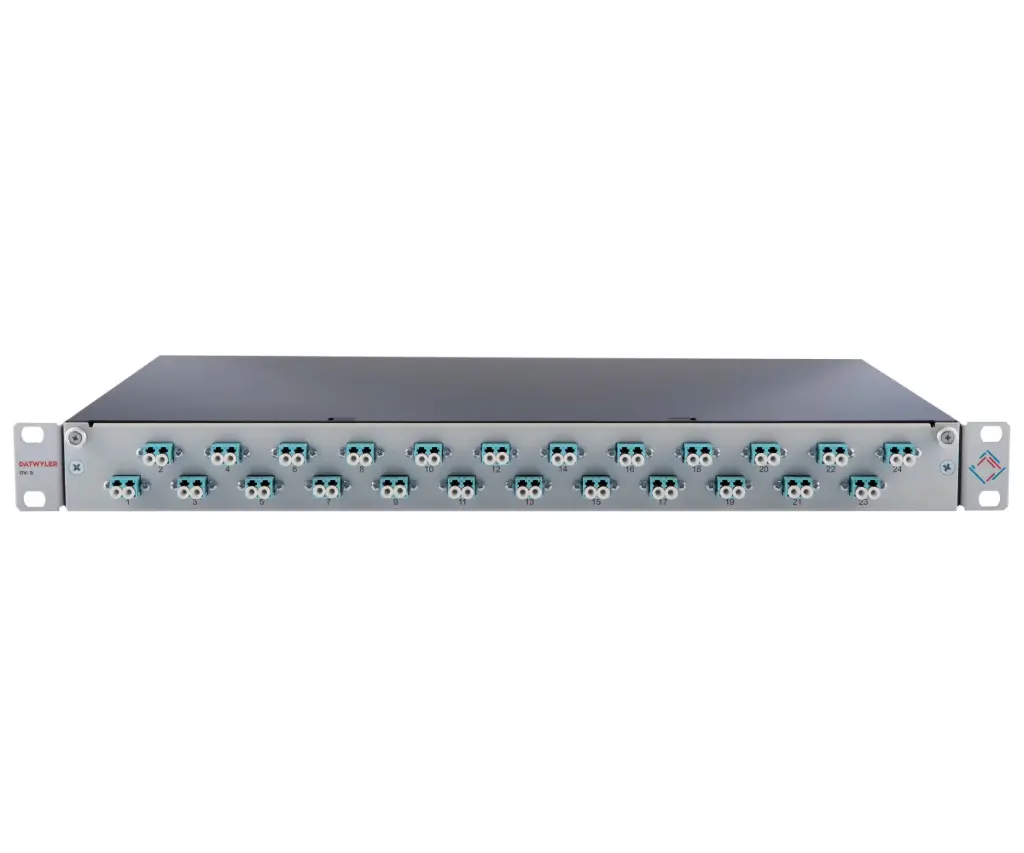 Fibre Patch Panel 1U 12 LC (6 LCD) Multi Mode, full Loaded with Adapters, Ceramic Sleeve, and 12 Pigtails MM OM3 2meter -Datwyler