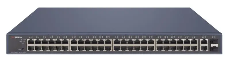L2, Smart Managed, 48 Gigabit PoE ports, 2 Gigabit RJ45, 2 Gigabit SFP uplink ports, 802.3af/at, PoE power budget 470W, max. 300 meter long distance PoE transmission, PoE watchdog, VLAN, QoS, SNMP, Port Mirroring, Storm Control, Visualized Topology Management, Network Health Monitor, Real-Time Alarm Push and Video Control and Preview