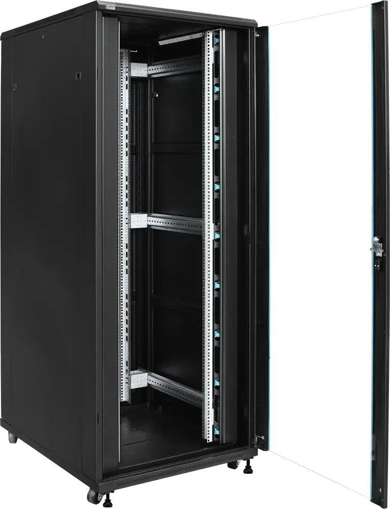 AWAL Free standing cabinet, front glass door, removable side and rear doors, fan-4no's. shelf-1no's, PDU 6 Way -1no's, Castor wheel-4 no's, Black color