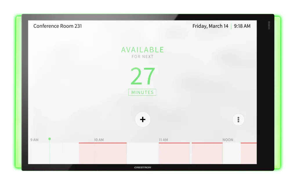 Crestron 10.1 in. Room Scheduling Touch Screen, Black Smooth, includes one TSW-1070-LB-B-S light bar