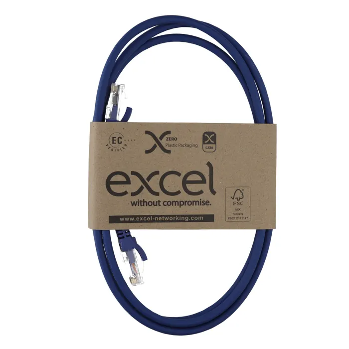 EXCEL CAT6a U/UTP LSOH PATCH LEAD BOOTED 0.5M-BLUE
