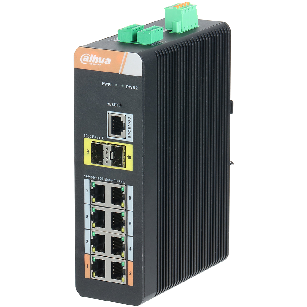 10-port Gigabit Industrial Switch with 8-port PoE (Managed)