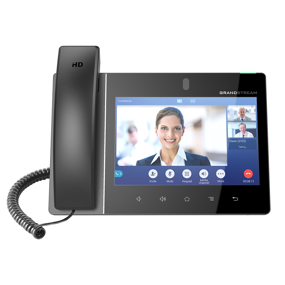16 lines with up to 16 SIP accounts, Built-in 2 megapixel camera for video calling with privacy shutter, Runs on the Android 7.x  OS, Built-in Bluetooth for syncing with mobile devices and connecting Bluetooth headsets