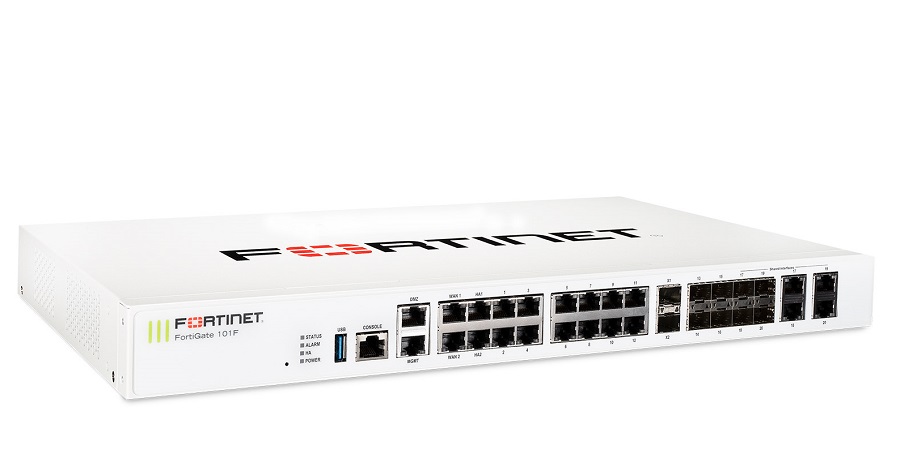 22 x GE RJ45 ports (including 2 x WAN ports, 1 x DMZ port, 1 x Mgmt port, 2 x HA ports, 16 x switch ports with 4 SFP port shared media), 4 SFP ports, 2x 10G SFP+ FortiLinks, 480GB onboard storage, dual power supplies redundancy.