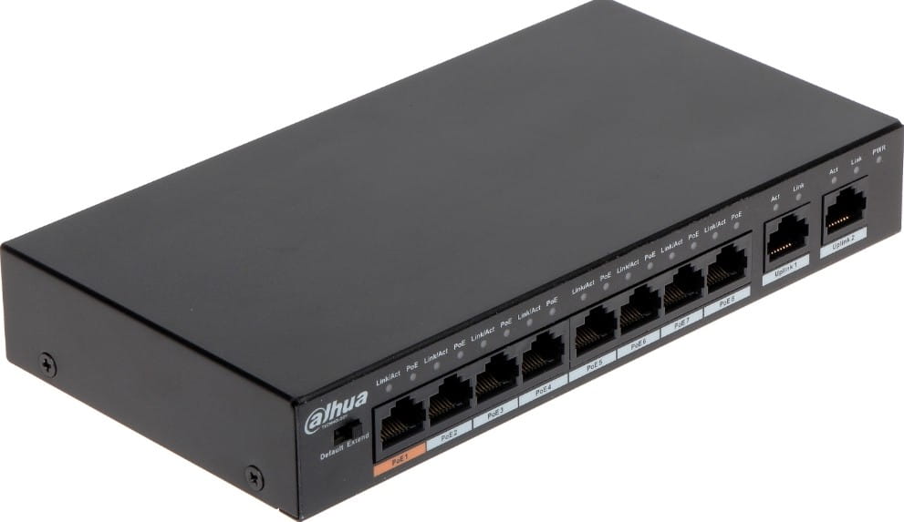 8-Port Unmanaged Desktop Switch with 8 Port PoE, Intelligent PoE , BT 90W, All-giga Ports , Long distance PoE, PoE watchdog , Wide working temperature