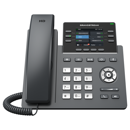 GRP2613 features a sleek design and a suite of next- generation features including 24 virtual multi-purpose keys (VPKs), dual Gigabit ports, a color LCD with swappable face plates for easy logo customization and more. Supports up to 3 SIP accounts and 6 multipurpose line keys Swappable face plates to allow for easy logo customization