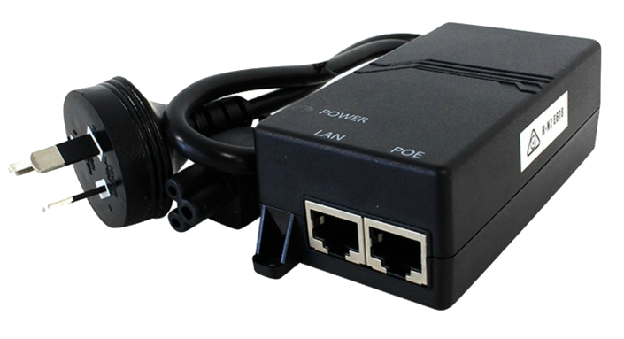 Grandstream Passive PoE injector with 48V 0.5A Output
Positive pole: Pin 4+5
Negative pole: 7+8
Grandstream 48v gigabit PoE injector comes with a Power cable
For 100MBit and gigabit devices