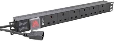 SAFIX Aluminum PDU 6 WAY UK outlet. 16AMP PCS industrial socket, 3Mtr cable 