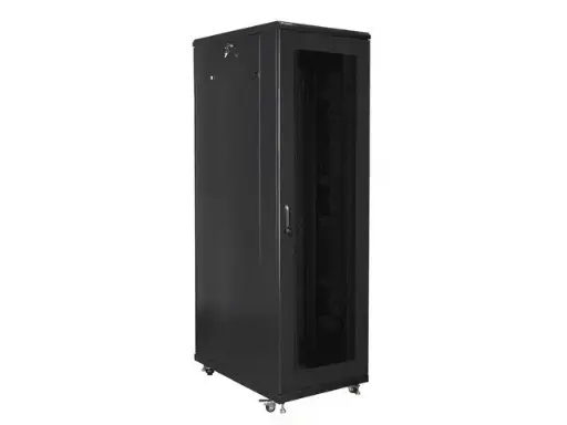 [FSB42-81D] FINOSEL, Cabinet, 42U FS 4xfans, Vertical organizer, wheels, FD Glass and Rear Double Doors 800x1000