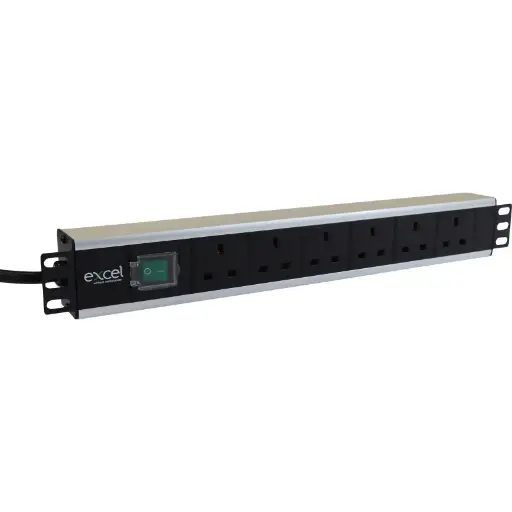 [D16-6H-EXL] EXCEL 6-WAY SWITCHED POWER STRIP HORIZONTAL 16AMP  