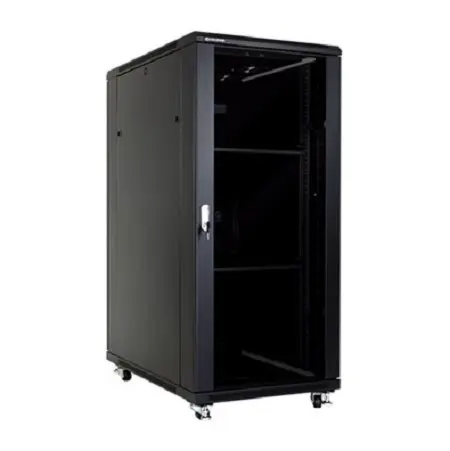 [Bolein 27U 68 FS] Bolein 27U 600*800mm free-standing cabinet, Front single  glass door, 4 fans, 1 fixed tray, black color BLFS-6827