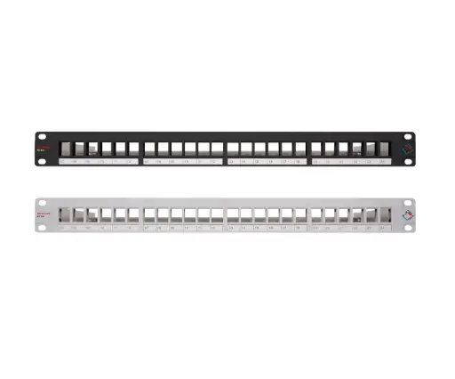 [418019] 24 Ports Cat 6A Patch Panel 19" 1U, Empty, Black Color						