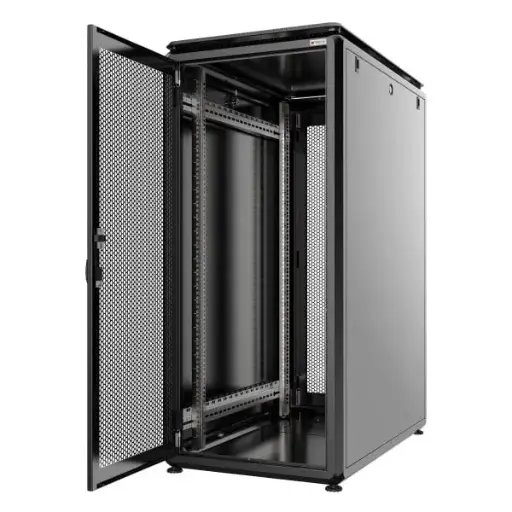 [42U 800X1000 FSC] Free standing cabinet, front glass door, removable rear & side doors, Fan-4no's, 6Way PDU-1no's, Castor wheel-4no's, Fixed shelf-1no's, Black