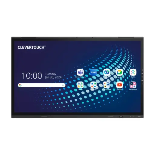 [75" EDG] Clevertouch 75'' EDGE Android 13,8GB RAM/ 128GB ,In-built camera SONY 4K TRACKING CAMERA, GOOGLE EDLA, Flat-frog Glass, Cloud Account QR Login, Android touchpoints 40,System architecture 64-bit,In-Built Speakers 2 x 20W,Google Play store, Cloud Account QR Login, MDM , Lynx Whiteboard with Ai Generation, Brightness 500 NITS, Response Time 5ms, Life of screen 50,000 Hours,8 Array Microphone