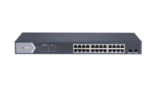 [DS-3E1526P-SI(O-STD)] L2, Smart Managed, 24 Gigabit PoE ports, 2 Gigabit SFP ports, 802.3af/at, PoE power budget 370W, max. 300 meter long distance PoE transmission, PoE watchdog, VLAN, QoS, SNMP, Port Mirroring, Storm Control, Visualized Topology Management, Network Health Monitor, Real-Time Alarm Push and Video Control and Preview