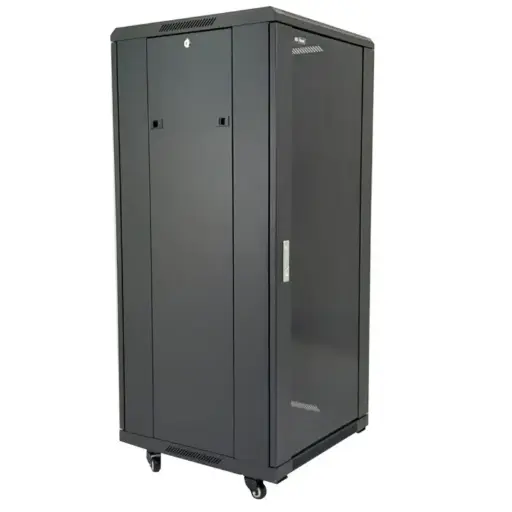 [AWAL 42U 600X600 FSC] AWAL Free standing cabinet, front glass door, removable side and rear doors, fan-4no's. shelf-1no's, PDU 6 Way -1no's, Castor wheel-4 no's, Black color