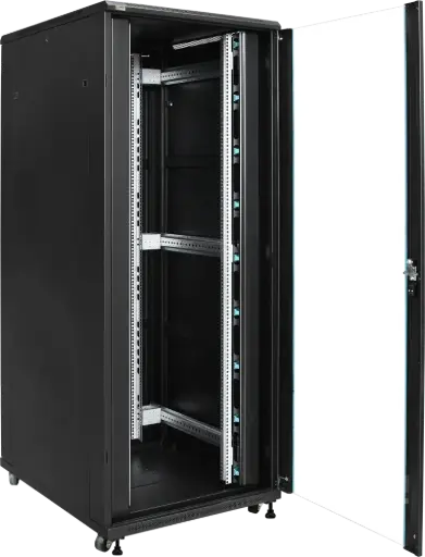 [AWAL 42U 800X1000 FSC] AWAL Free standing cabinet, front glass door, removable side and rear doors, fan-4no's. shelf-1no's, PDU 6 Way -1no's, Castor wheel-4 no's, Black color