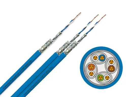 [CCXEDB-F0047-C001-L6 S-STP]  FutureCom copper cable, 800 MHz, 23AWG, 4 Pairs, Cat 7, blue LSZH jacket, in spools of 500 mt. -  