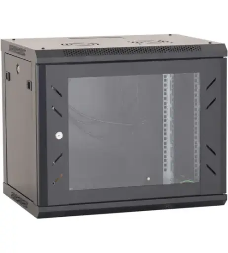 [92-565] BNET WALL CABINET 9U 600X600 WITH 1 FAN, 1 FIXED SHELF, BLACK 9005 - Model : B-9U600X600-WMF