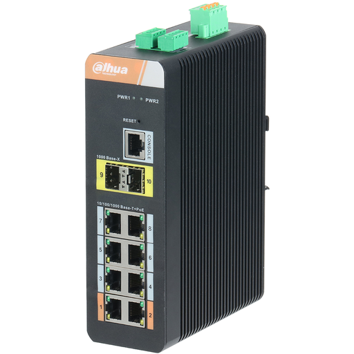 [PFS4210-8GT-DP] 10-port Gigabit Industrial Switch with 8-port PoE (Managed)