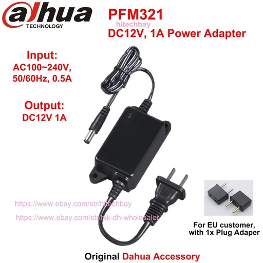 [PFM-321DBS] 12V 1A Power Adapter, Easy installation, With indicator light working, Support -30℃~+70℃ wide-range temperature operation,