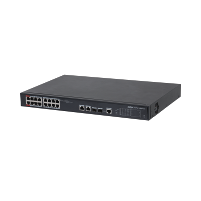 [PFS4218--16ET-240] 16-port 100 Mbps + 2-port Gigabit Managed PoE Switch, Intelligent PoE , Red port supports 90W IEEE802.3bt
, Web management with friendly interface and easy operation, 250 m long distance PoE transmission, PoE watchdog ,Plug and play
