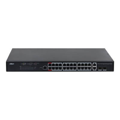 [PFS4226-24GT-360 / 370] 24-Port PoE Gigabit Managed Switch,  Support IEEE802.3af, IEEE802.3at standard,  Support IPv4/IPv6, and DHCP, Support Hi-PoE 60W , Total PoE Power 360W