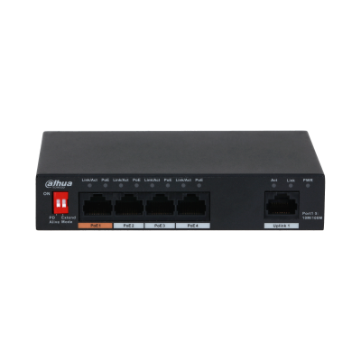 [PFS3005-4ET 60] 4-Port PoE Switch (Unmanaged), Layer two commercial switch, Supports anti-theft lock hole, RJ45 port supports 10/100Mbps self-adaptation,