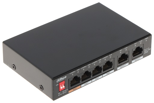 [PFS3006-4GT-60] 6-Port Unmanaged Desktop Switch with 4-Port PoE, Hi-PoE 60W (orange port), Long distance PoE, PoE watchdog, All-giga ports,Wide working temperature