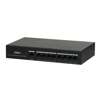 [PFS3009-8ET-65] 8-Port PoE Switch (Unmanaged), Two-layer PoE Ethernet  MAC auto study and aging, MAC address list capacity is 2K, Support IEEE802.3af, IEEE802.3at standard, Conform IEEE802.3, IEEE802.3u and IEEE802.3X standards