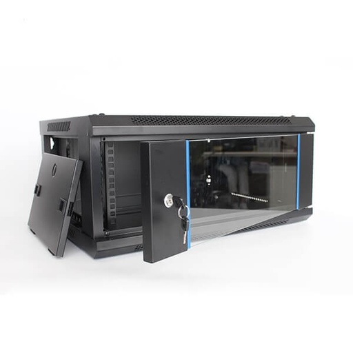 [Bolein 9U 66 WM] Bolein 9U 600*600mm Wall-mount cabinet, Front single glass door, 1 fan, black color BLWM-6609