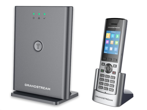 [DP730] Supported by Grandstream's DP750 DECT Base Station, 5 DP720 handsets are supported by each DP750, Supports a range of 300 meters outdoors and 50 meters indoors from the DP750 base station, Supports up to 10 SIP accounts per handset